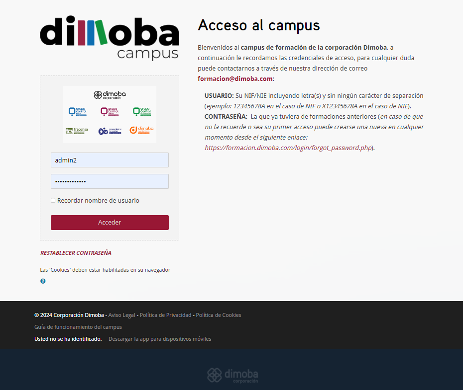 Formulario de acceso